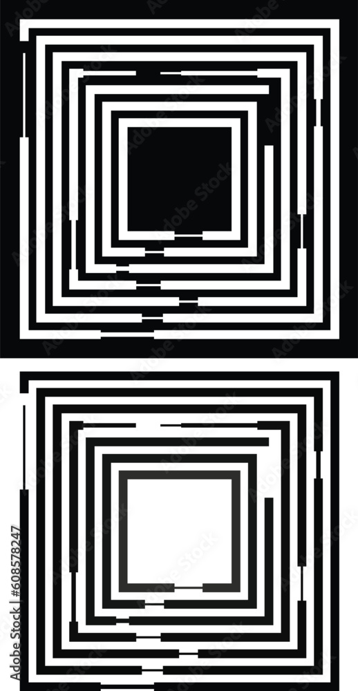Abstract square lines diminishing with different thicknesses Abstract square lines diminishing with different thicknesses