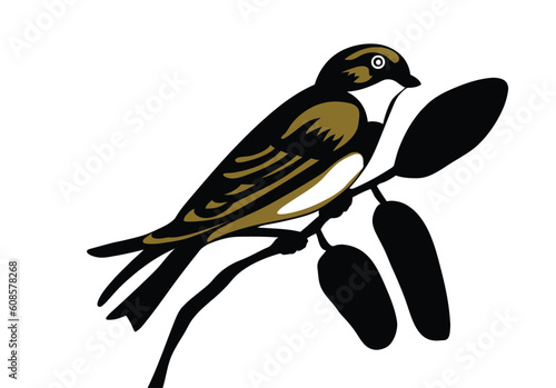 swallow silhouette on white background, vector illustration