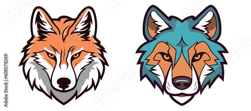 Colorful handsome wolf head logo image vector material