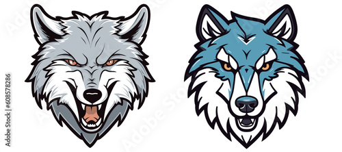 Colorful handsome wolf head logo image vector material