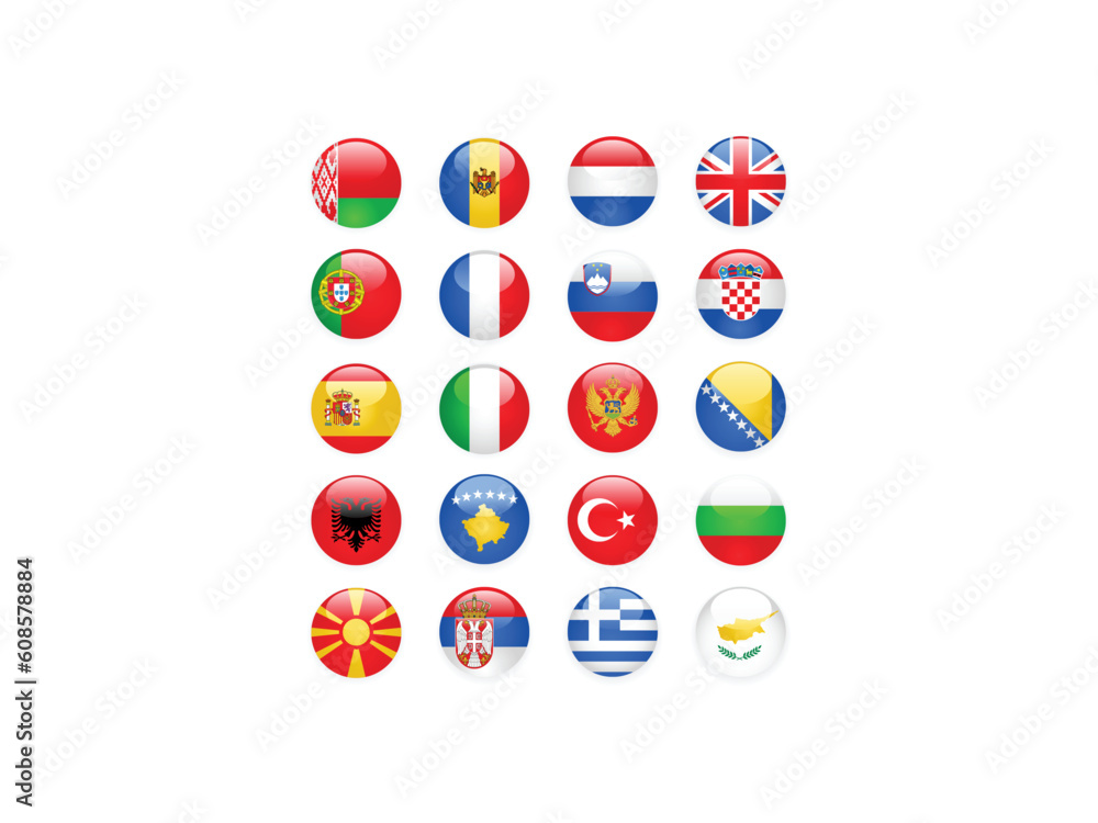 Glossy Europe flags buttons, part one Glossy Europe flags buttons, part one