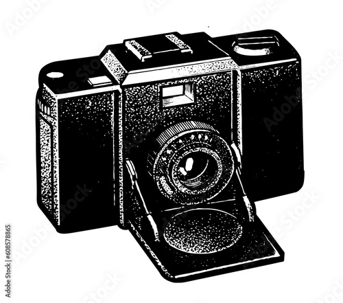 retro camera on white background, vector illustration