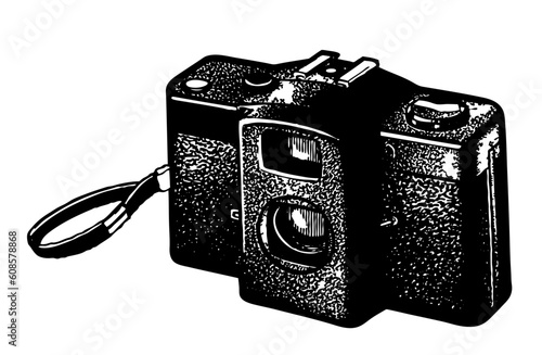 retro camera on white background, vector illustration