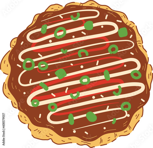 Фототапет Okonomiyaki Japanese Food Illustration Graphic Element