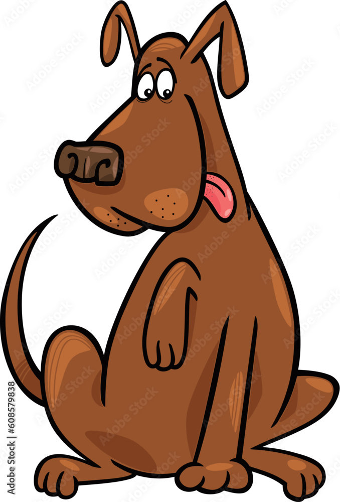 Cartoon illustration of funny brown sitting dog Cartoon illustration of funny brown sitting dog