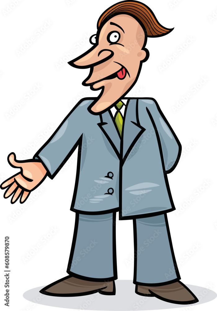 cartoon illustration of funny man in suit cartoon illustration of funny man in suit