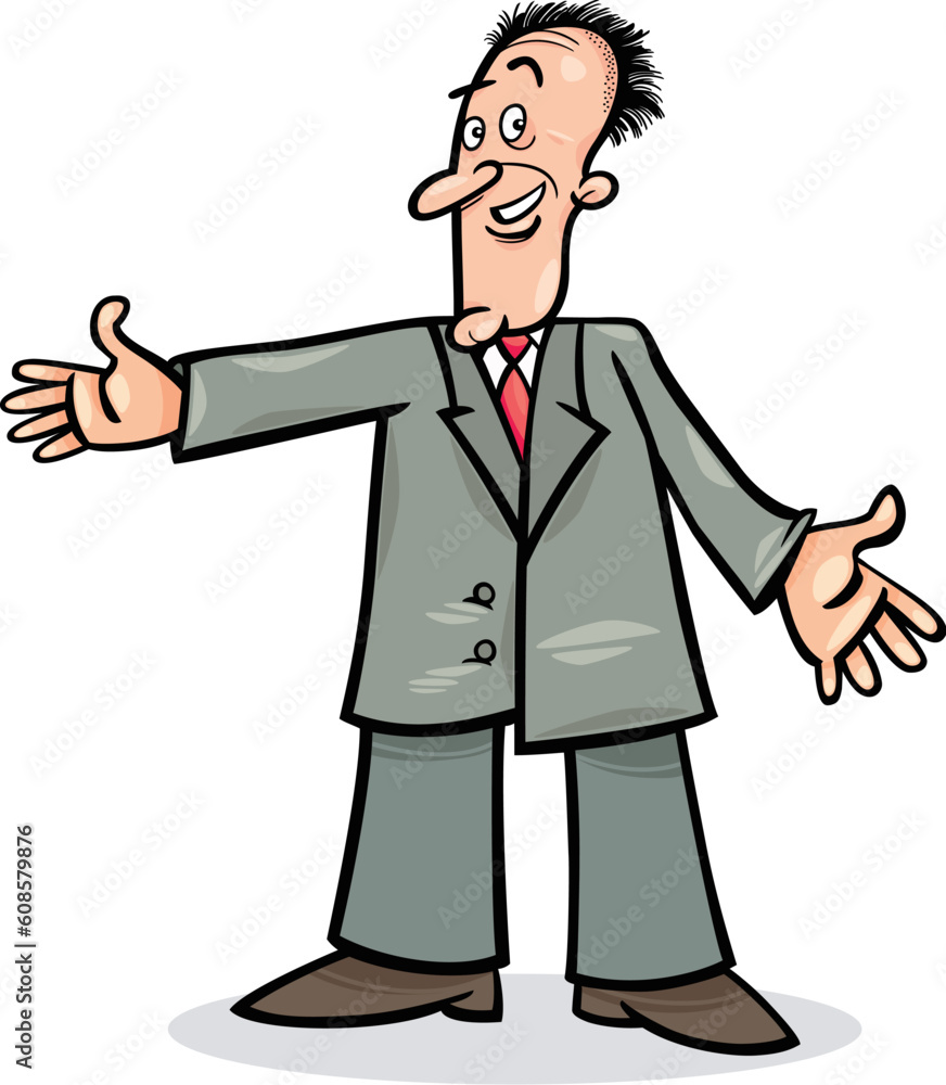 cartoon illustration of funny man in suit