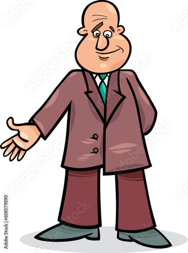 cartoon illustration of funny man in suit