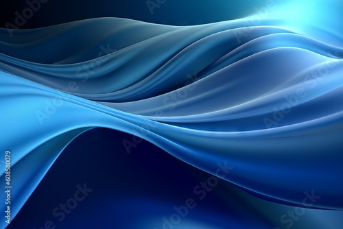 abstract blue background with flowing  smooth lines that shimmer and shine. Generative ai