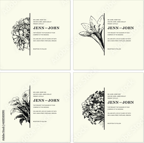 Wallpaper Mural Vector Ornate Floral Half Frames Set. Easy to edit. Perfect for invitations or announcements. Torontodigital.ca