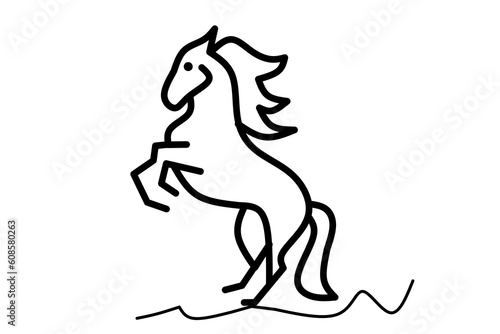 Fototapeta Naklejka Na Ścianę i Meble -  Horse line drawing on white isolated background. Vector illustration.