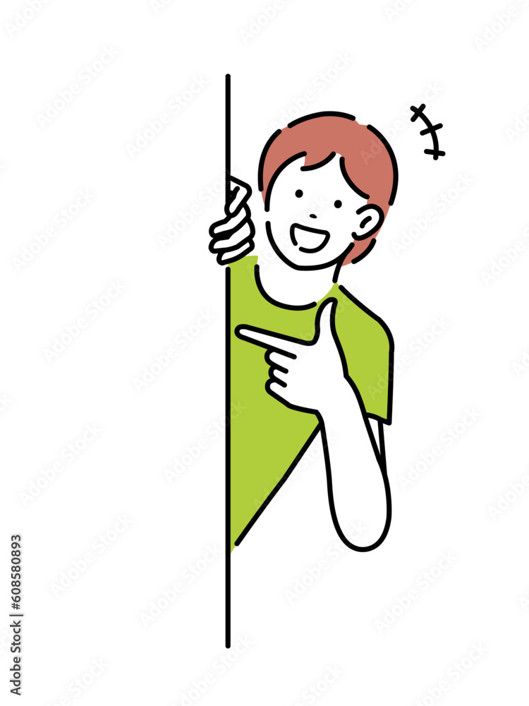Young man pointing (intorducing ) vector illustration Young man pointing (intorducing ) vector illustration