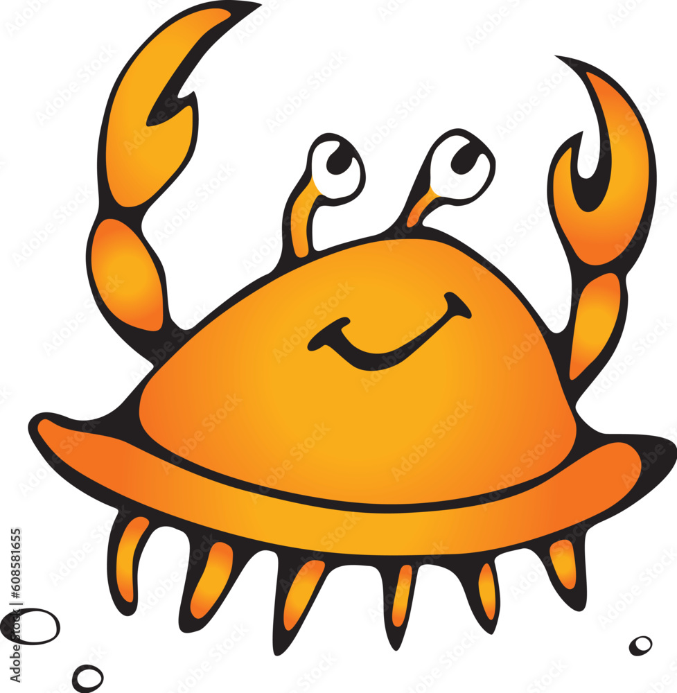 Happy smiling crab on a white background | Vector illustration Happy smiling crab on a white background | Vector illustration