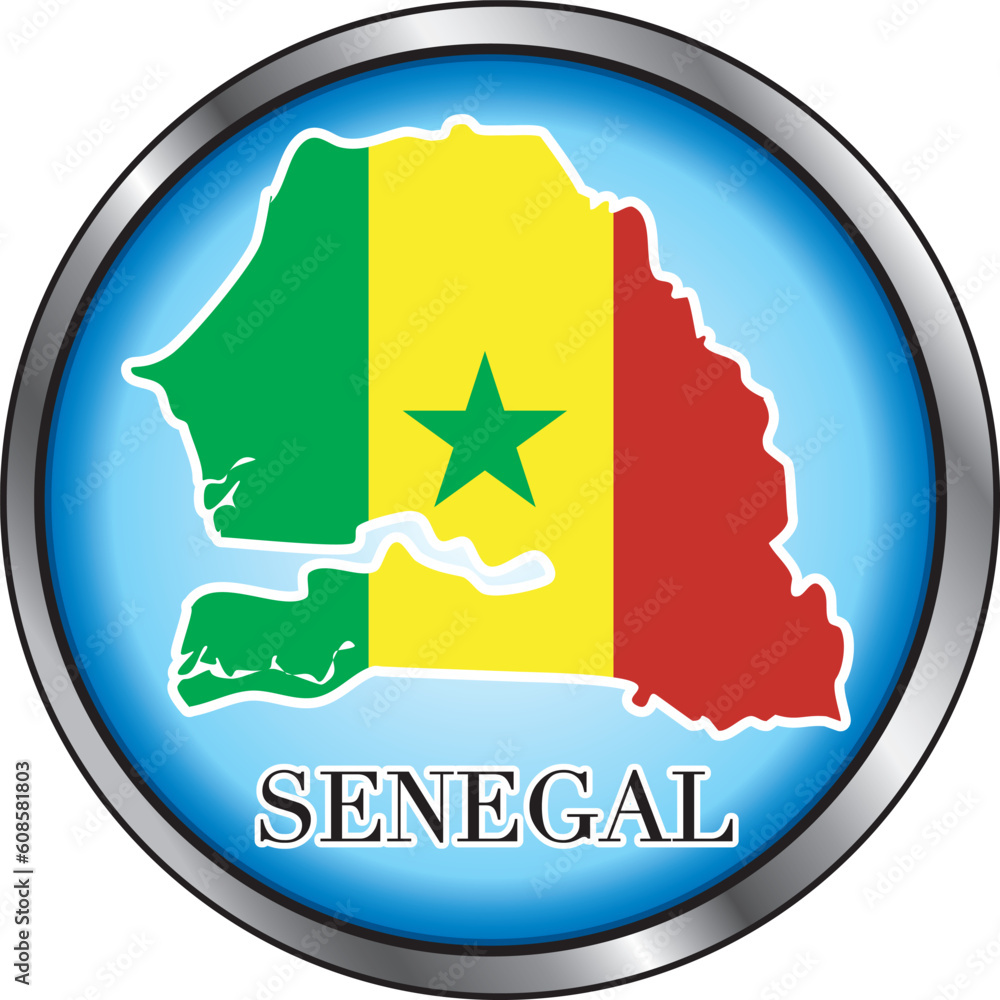 Vector Illustration for the country of Senegal Round Button.