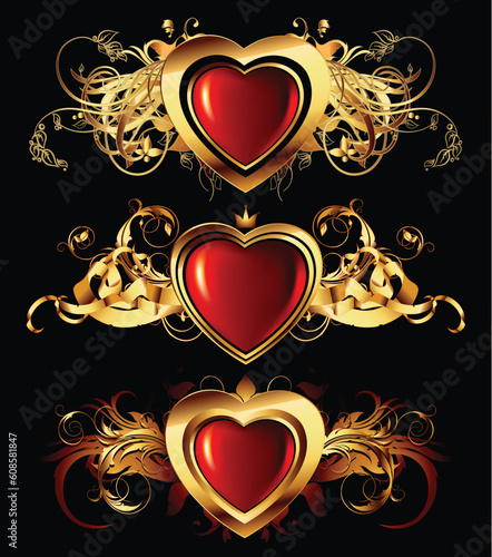 heart forms with ornate elements, this illustration may be useful as designer work