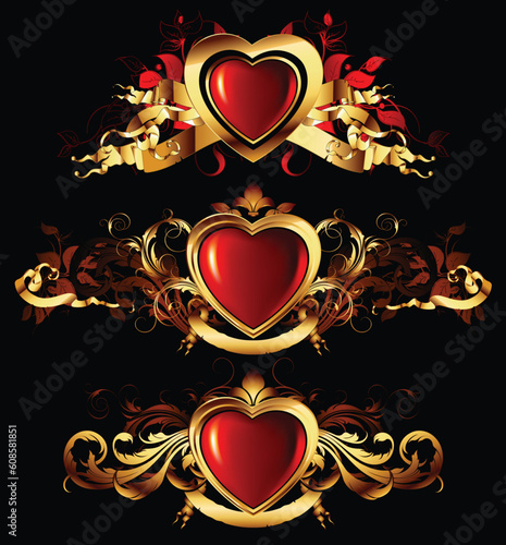 heart forms with ornate elements, this illustration may be useful as designer work