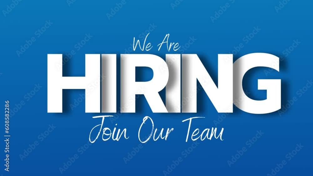 we are hiring job vacancy apply now or join our team text animation