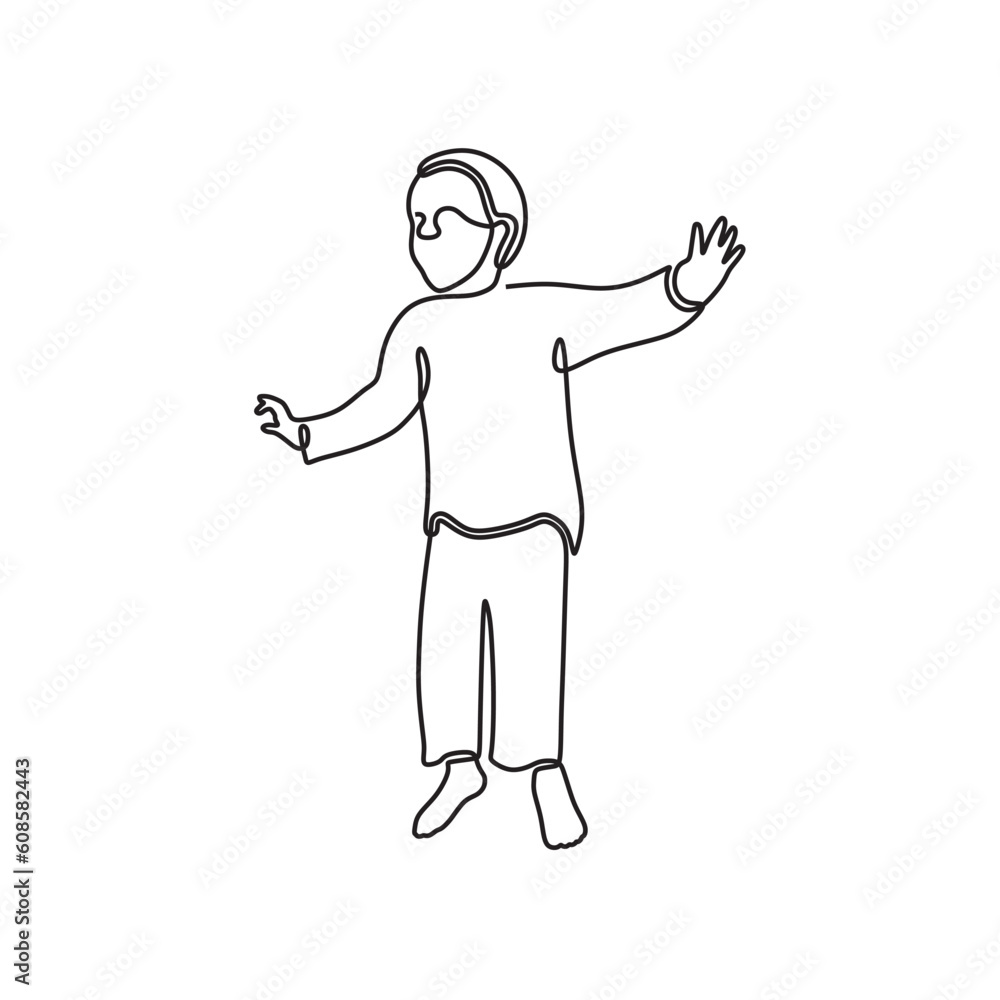 simple drawing on line art of children vector