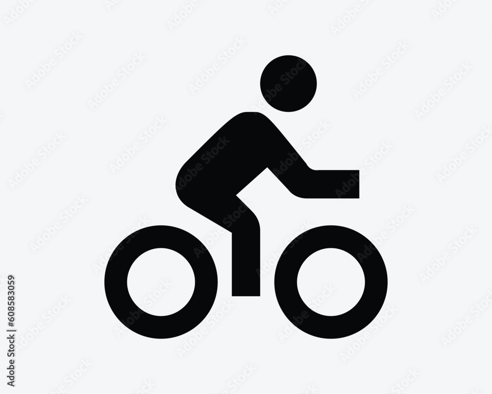 Cyclist Icon. Bicycle Bike Ride Cycle Sport Race Biking Exercise Healthy Lifestyle Sign Symbol Black Artwork Graphic Illustration Clipart EPS Vector