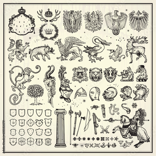 vector set of heraldic elements