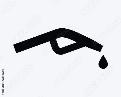 Fuel Pump Nozzle Icon. Gasoline Gas Oil Petrol Diesel Drip Droplet Fill Sign Symbol Black Artwork Graphic Illustration Clipart EPS Vector