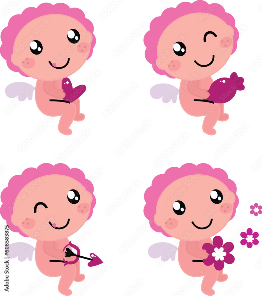 Little angels isolated on white background. Vector Illustration Little angels isolated on white background. Vector Illustration