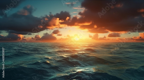 Beautiful seascape at sunset.generative ai