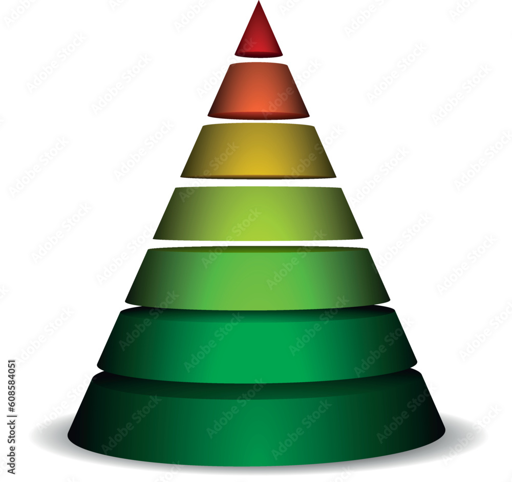 illustration of a sliced cone pyramid filled with different colors illustration of a sliced cone pyramid filled with different colors