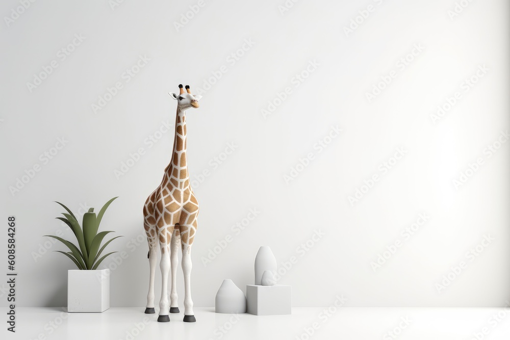 World animals day. Giraffe on beige background. Creative concept. Generative AI