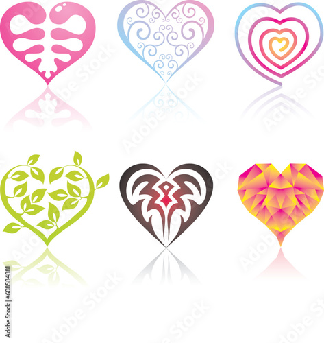 Set of icons in the hearts of different musical styles