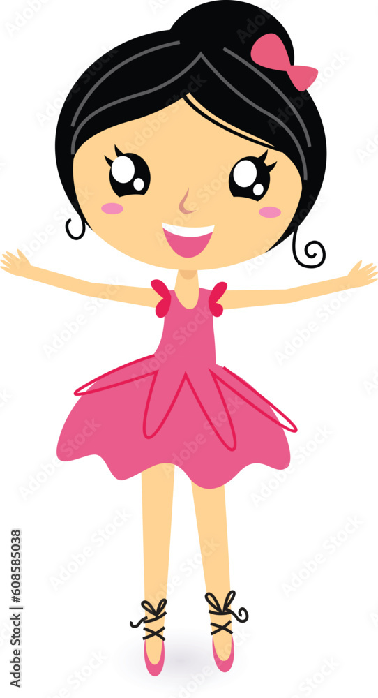 Cute ballet dancer girl. Vector cartoon Illustration Cute ballet dancer girl. Vector cartoon Illustration