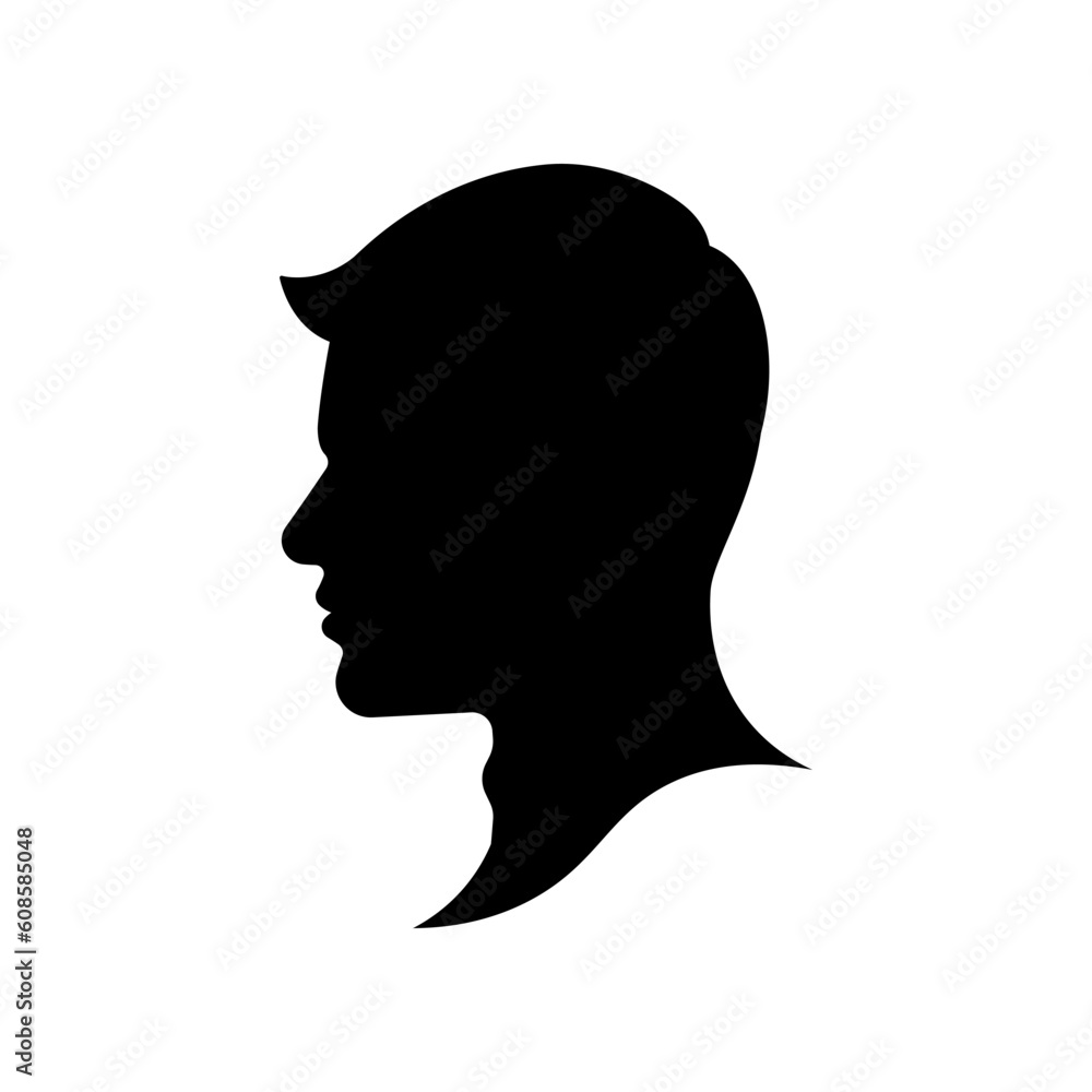Man head silhouette vector isolated on white background.