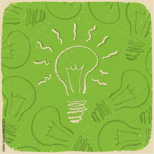 Retro conceptual background with idea symbol (lightbulb on/off). Vector, EPS10