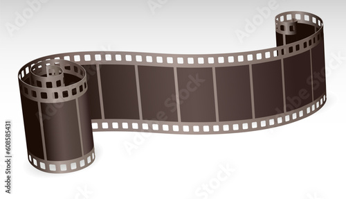twisted film strip roll for photo or video on white background vector illustration