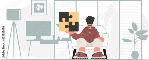 The person is holding a daze. Collect work subject. Trendy style, Vector Illustration