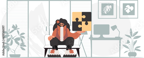 The unending lady is holding a overwhelm. Collect work subject. Trendy style, Vector Illustration