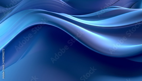 abstract blue background with flowing, smooth lines that shimmer and shine. Generative ai