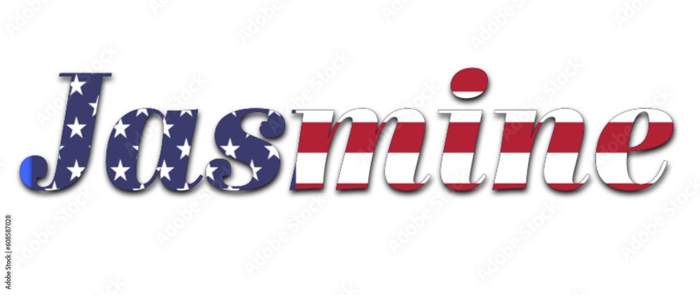 Jasmine - American Flag color - female name - ideal for websites, emails, presentations, greetings, banners, cards, books, t-shirt, sweatshirt, prints

 - obrazy, fototapety, plakaty 