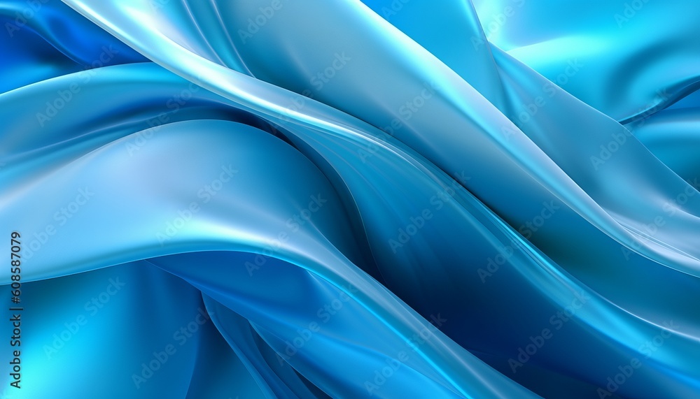 abstract blue background with flowing, smooth lines that shimmer and shine. Generative ai