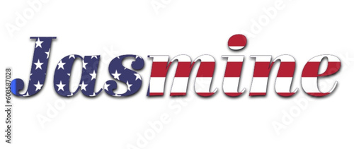 Jasmine - American Flag color - female name - ideal for websites, emails, presentations, greetings, banners, cards, books, t-shirt, sweatshirt, prints

