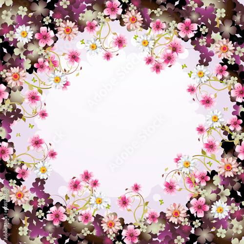 Background with flowers and butterflies