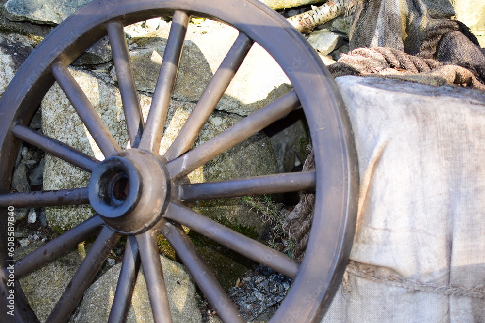 Fragment of a cast iron wheel from a cart Fragment of a cast iron wheel from a cart