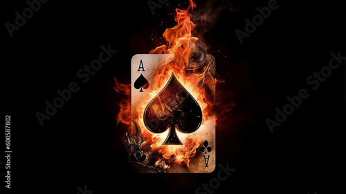 A fire with a ace of spades on it.generative ai