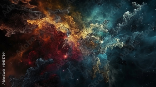 A colorful galaxy wallpaper with a nebula and stars in the background.generative ai © S...