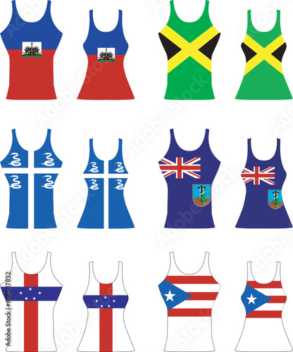 Vector llustration of Caribbean Tank Tops for men and women.