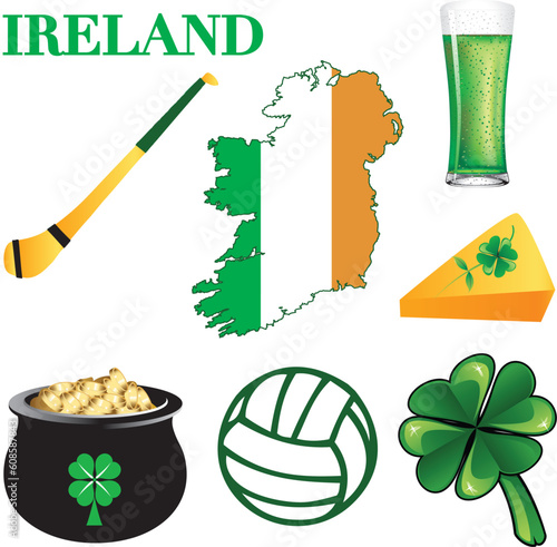 Vector Illustration for Ireland. Irish Button Icons