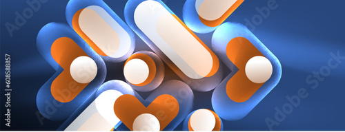 Neon circle abstract background. Template for wallpaper, banner, presentation, background