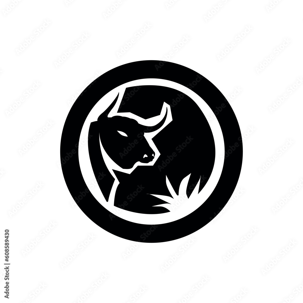 bull logo in the circle black and white bull logo in the circle black and white