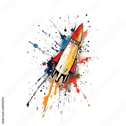 Wallpaper Mural Space rocket simple painted drawing, AI generated Torontodigital.ca