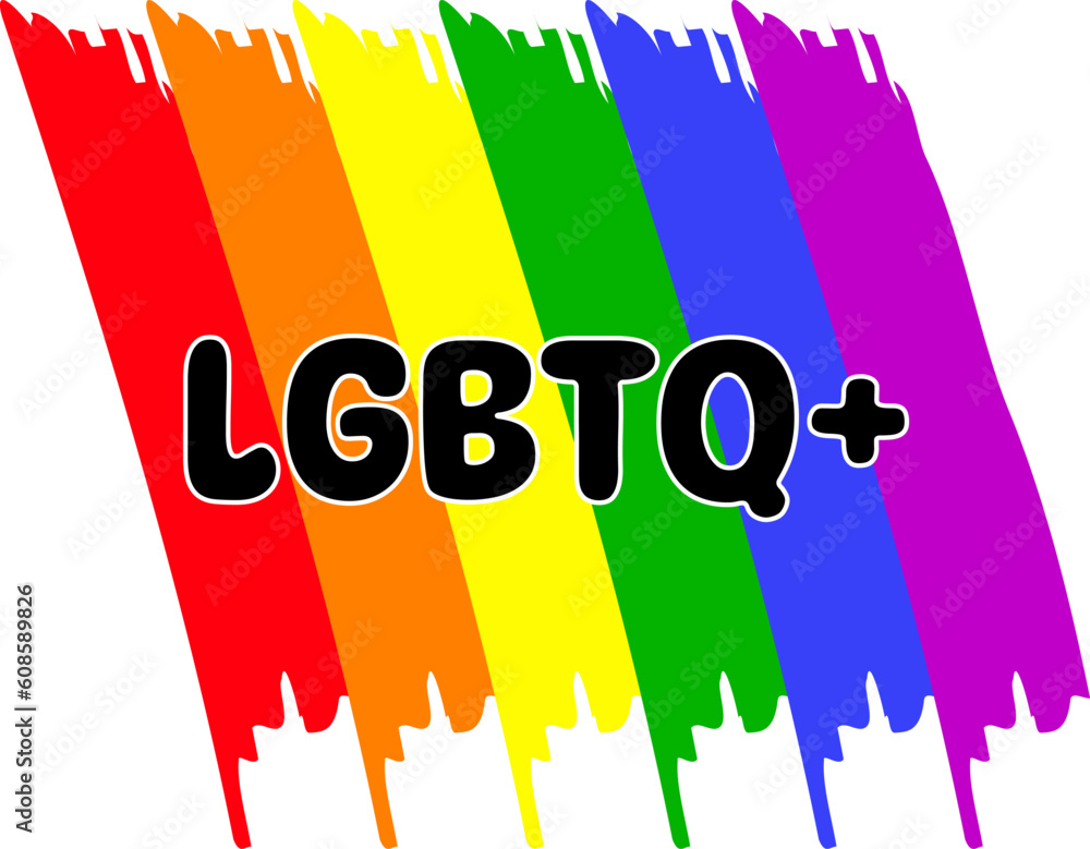 LGBTQ+ Pride Month Banner.LGBTQ+ Lettering on pride flag colors Stock ...